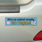 "Geef dierlijke wreedheid op Go vegan" met koe en  Bumpersticker (Op auto)