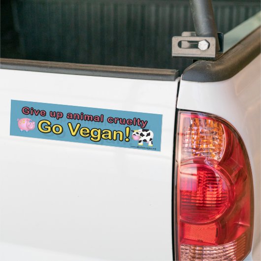 "Geef dierlijke wreedheid op Go vegan" met koe en  Bumpersticker (Op Truck)