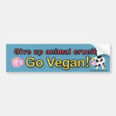 "Geef dierlijke wreedheid op Go vegan" met koe en  Bumpersticker (Voorkant)