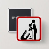 Geef dochter niet aan de krokodil Zoo bord Vierkante Button 5,1 Cm (Voorkant /achterkant)