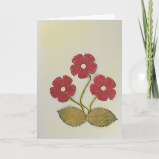 Geef drie rode Birthday-bloemen aan Kaart (Voorkant)