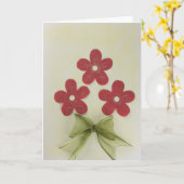 Geef drie rode bloemen en groene boeg een persoonl kaart (Gele Bloem)