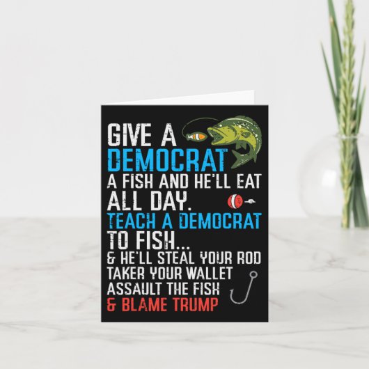 Geef een Democraat Fish Funny Gevist Republikeinse Kaart (Voorkant)