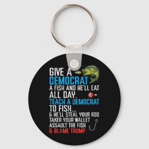 Geef Een Democraat Vis Grappige Vissende Republike Sleutelhanger