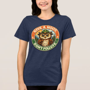 Geef Een Gil Verontreinig Niet Uil Tri-Blend Shirt