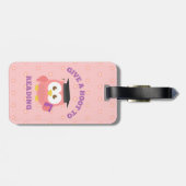 Geef een Hoot aan het lezen met Schattigee Uil Mei Bagagelabel (Achterkant horizontaal)