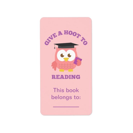 Geef een Hoot aan Reading, Boek Uil Etiket (Voorkant)