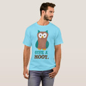Geef een HOOT Cartoon Owl Bird Eyes Eyeball T-shir T-shirt (Voorkant volledig)