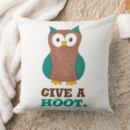 Geef een HOOT Cartoon Uil Bird Eyes Uil Illustrati Kussen