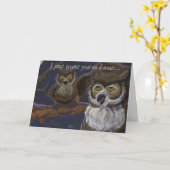 Geef een Hoot Owl Wenskaart Kaart (Gele Bloem)