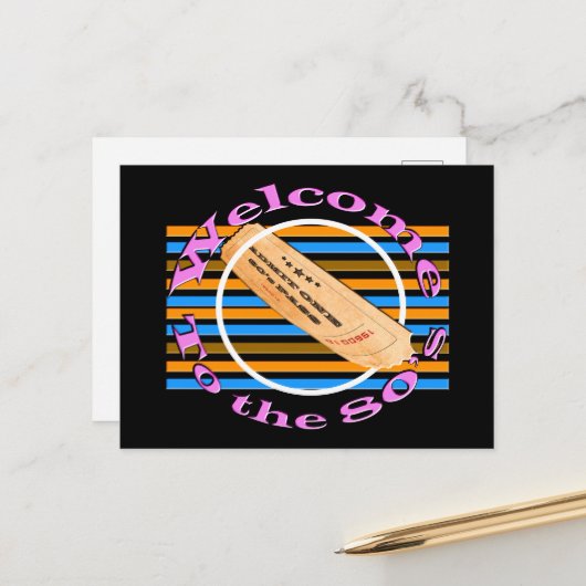 Geef één kaartje toe - aan de 80's aankondigingskaart (Voorkant / Achterkant in situ)