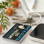 Geef een klok. Ga Vegan! Sleutelhanger (Voorkant Rechts)