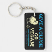 Geef een klok. Ga Vegan! Sleutelhanger (Voorkant)