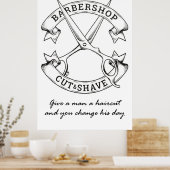 Geef een man een haarsnit poster (Keuken)