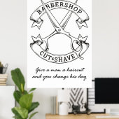 Geef een man een haarsnit poster (Thuiskantoor)