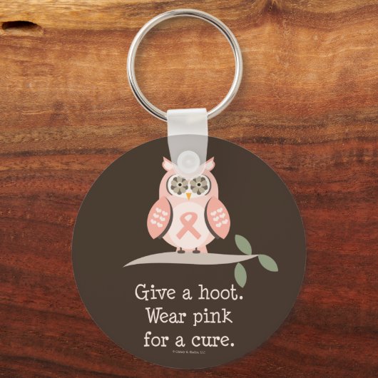 Geef een Sleutelhanger met roetroze lint (Voorkant)