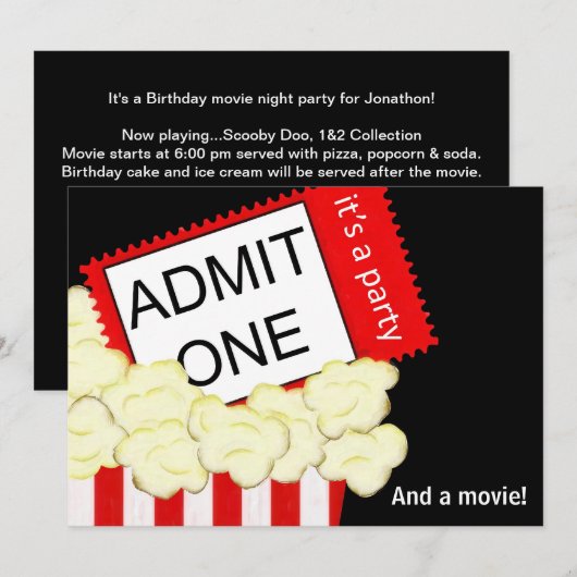 Geef Één Uitnodiging van de Film en van de Partij  (Voorkant / Achterkant)