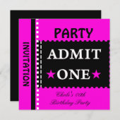 Geef een verjaardagsfeestje Meisjes Hot Pink toe Kaart (Voorkant / Achterkant)