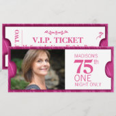 Geef één VIP 75e het roze witte verjaardagspartij  Kaart (Voorkant / Achterkant)