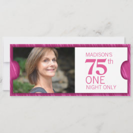 Geef één VIP 75e het roze witte verjaardagspartij  Kaart