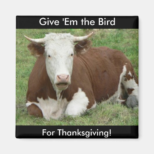 Geef 'Em de vogel voor Thanksgiving Magneet (Voorkant)