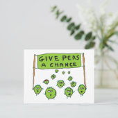Geef erwten een kans briefkaart (Staand voorkant)