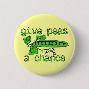 Geef Erwten Een Kans Grappige Vredesknop Humor Ronde Button 5,7 Cm