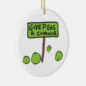 Geef erwten een kans keramisch ornament (Rechts)