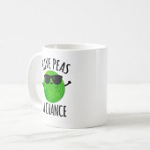 Geef erwten een kans op een positieve erwtenwoords koffiemok (Voorkant links)