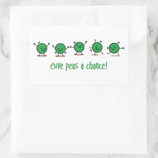 Geef erwten een kans rechthoekige sticker (Tas)