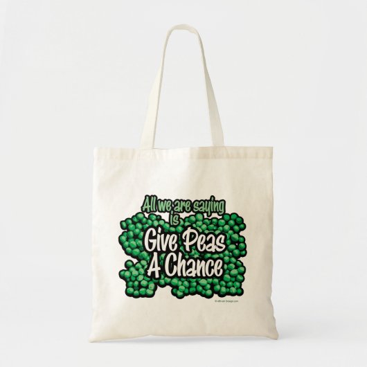Geef erwten een kans tote bag (Voorkant)
