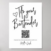 Geef Fooi aan Je Barman Met QR Code Bord Poster (Voorkant)