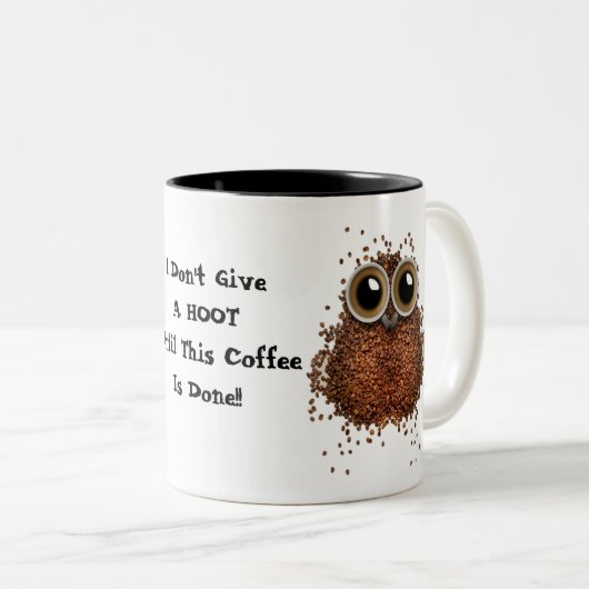 Geef geen huiskoffie. Mok uil (Voorkant rechts)