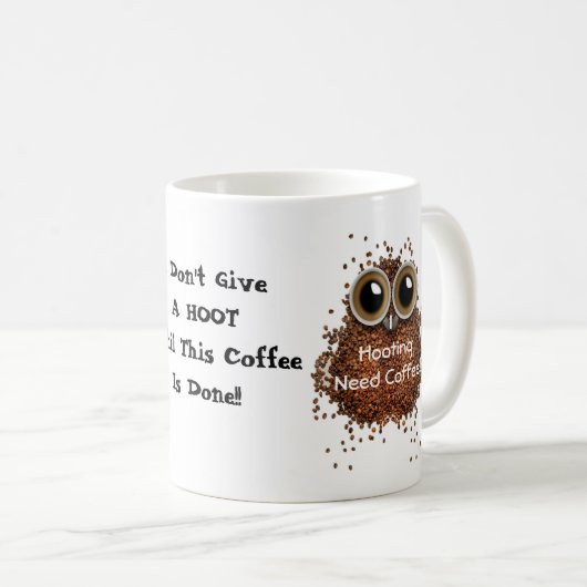 Geef geen huiskoffie. Mok uil (Voorkant rechts)