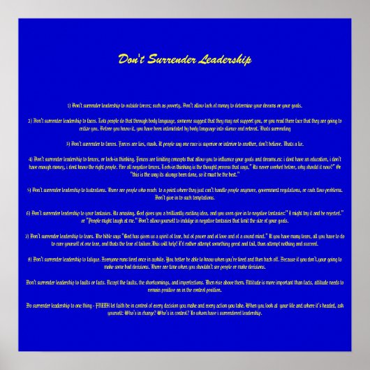 Geef geen leiderschap over - Gepersonaliseerd Poster (Voorkant)