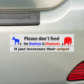 Geef geen voer aan de Donkeys en olifanten Bumpersticker (Op auto)