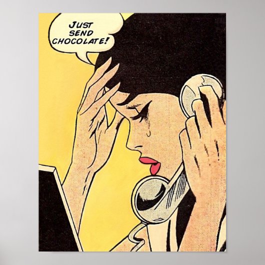 Geef gewoon chocolade Vintage stripkunst Poster (Voorkant)