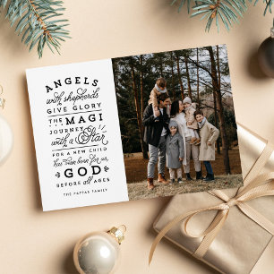 Geef glorie religieus kerstfoto feestdagenkaart
