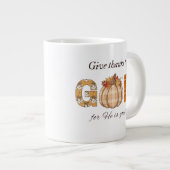 Geef God Dank Herfst Pompoen Kunst Grote Koffiekop (Voorkant rechts)
