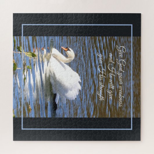 Geef God Uw Weakness Zwan Jigzaag Puzzle Legpuzzel (Horizontaal)