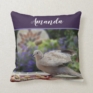 Geef Greenery Purple Flowers Bird Dove personalise Kussen