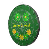 Geef groene gele glimlach-bloemen een persoonlijk  dartbord (Voorkant Rechts)