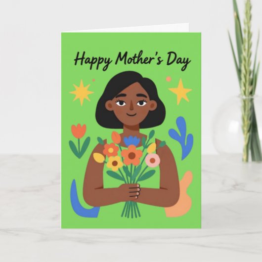 Geef haar bloemen Moederdag kaart (Voorkant)