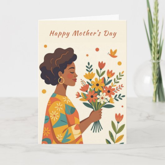 Geef haar bloemen Moederdag kaart (Voorkant)