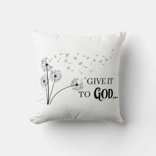 Geef het aan God Dandelion Kussen (Voorkant)