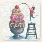 Geef het alles wat je hebt! kartonnen onderzetters (Voorkant)