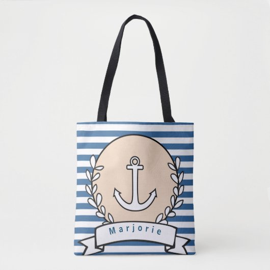 Geef het Blauwe Horizontale Bevestigingsanker van  Tote Bag (Voorkant)