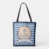 Geef het Blauwe Horizontale Bevestigingsanker van  Tote Bag (Achterkant)