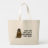 Geef het cadeau van een Groundhog dit jaar Grote Tote Bag (Achterkant)