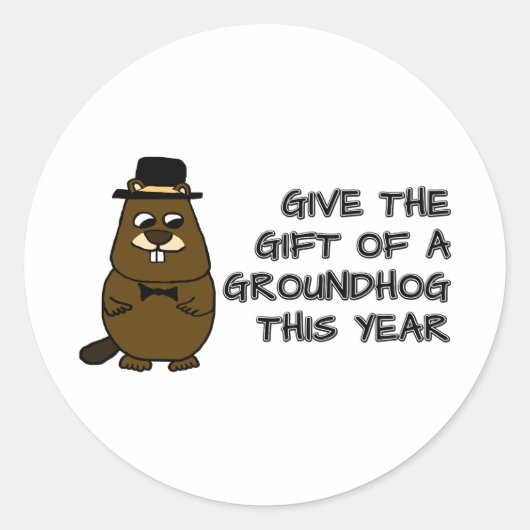Geef het cadeau van een Groundhog dit jaar Ronde Sticker (Voorkant)